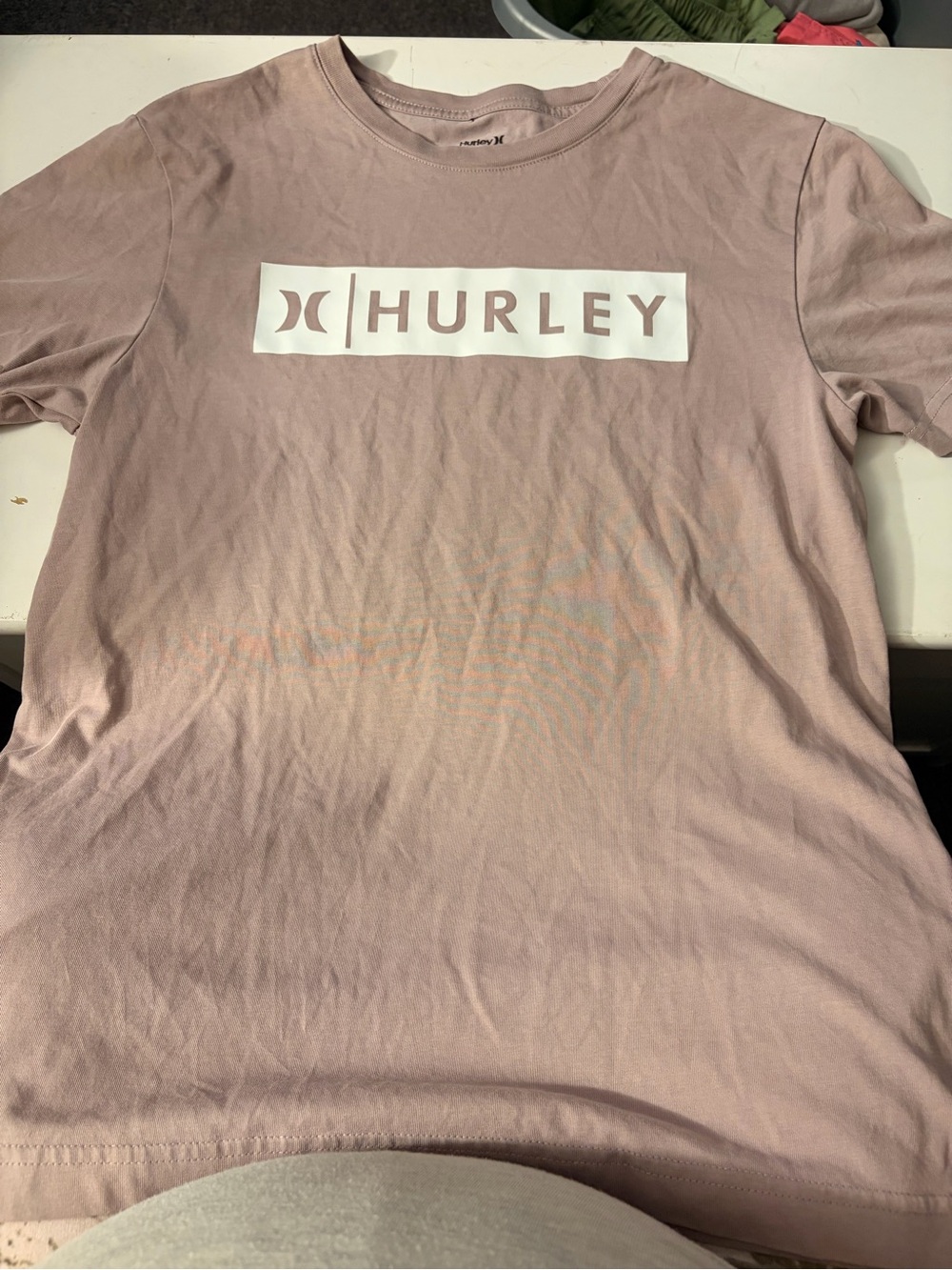 Hurley Men's Dusty Mauve Short Sleeve Tee with White Logo